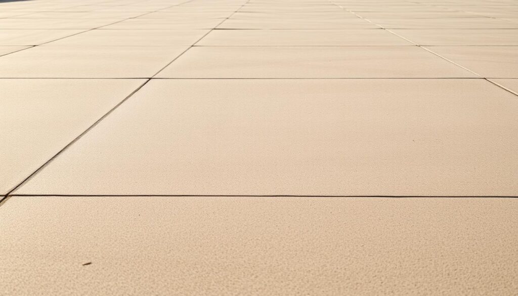 A concrete surface under soft, natural lighting. The flat, smooth texture fills the frame, with subtle variations in tone and color. The pavement extends into the distance, leading the eye towards a horizon line. The overall mood is one of simplicity and utility, with a sense of order and functionality. A minimalist, utilitarian aesthetic pervades the scene, emphasizing the practical applications of this sturdy, reliable surface.