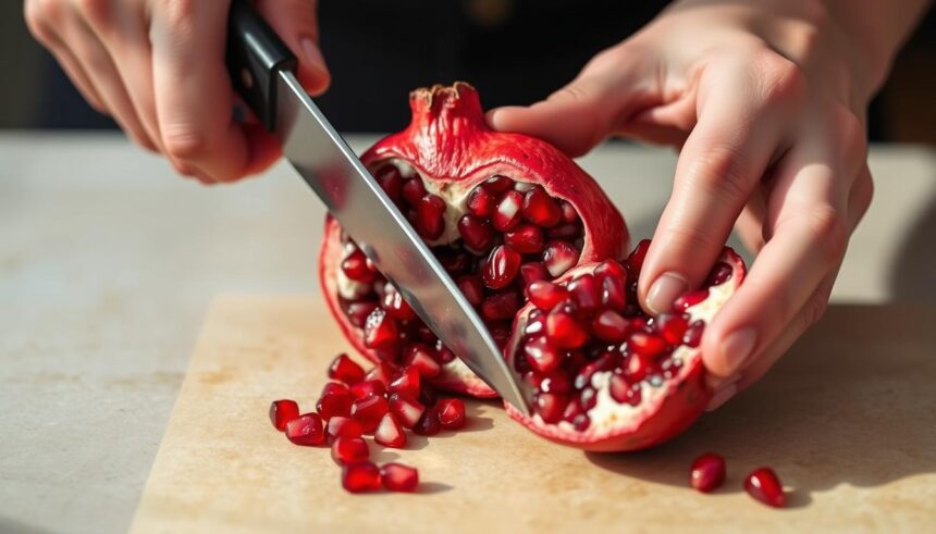 how to cut a pomegranate